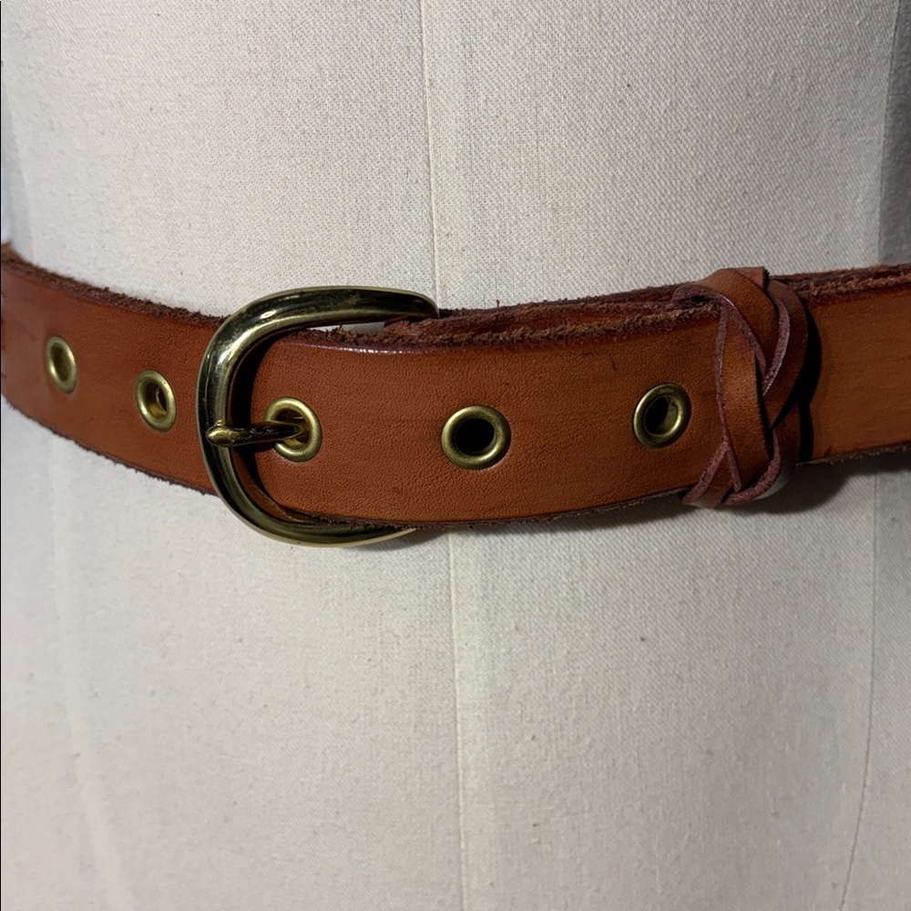 BRAIDED BELT Thick Leather Solid Brass Buckle Western Boahemian Festival Vibes - Picture 5 of 7